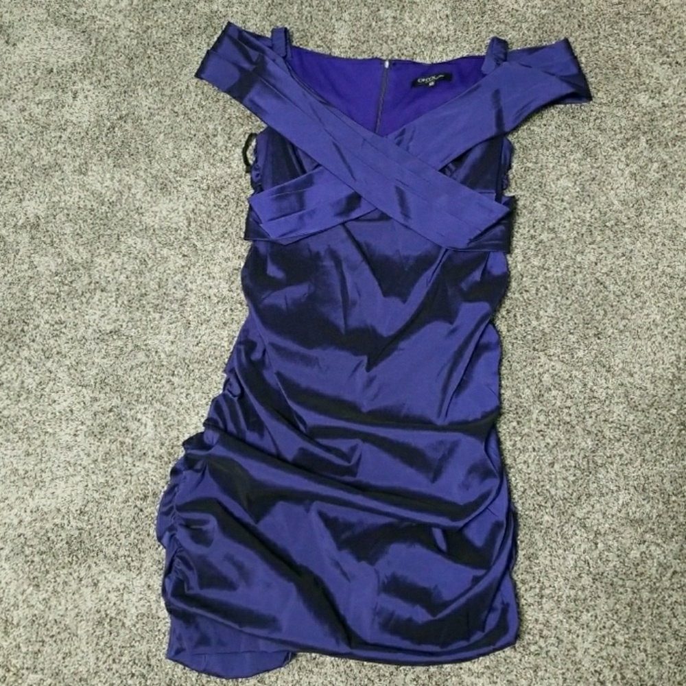 Purple Bodycon Style Off Shoulder Dress.